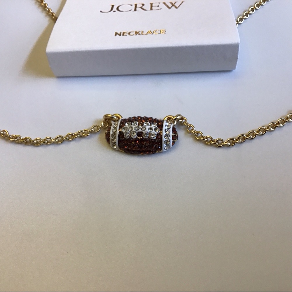 NWT J. Crew Pave Crystal Football Necklace